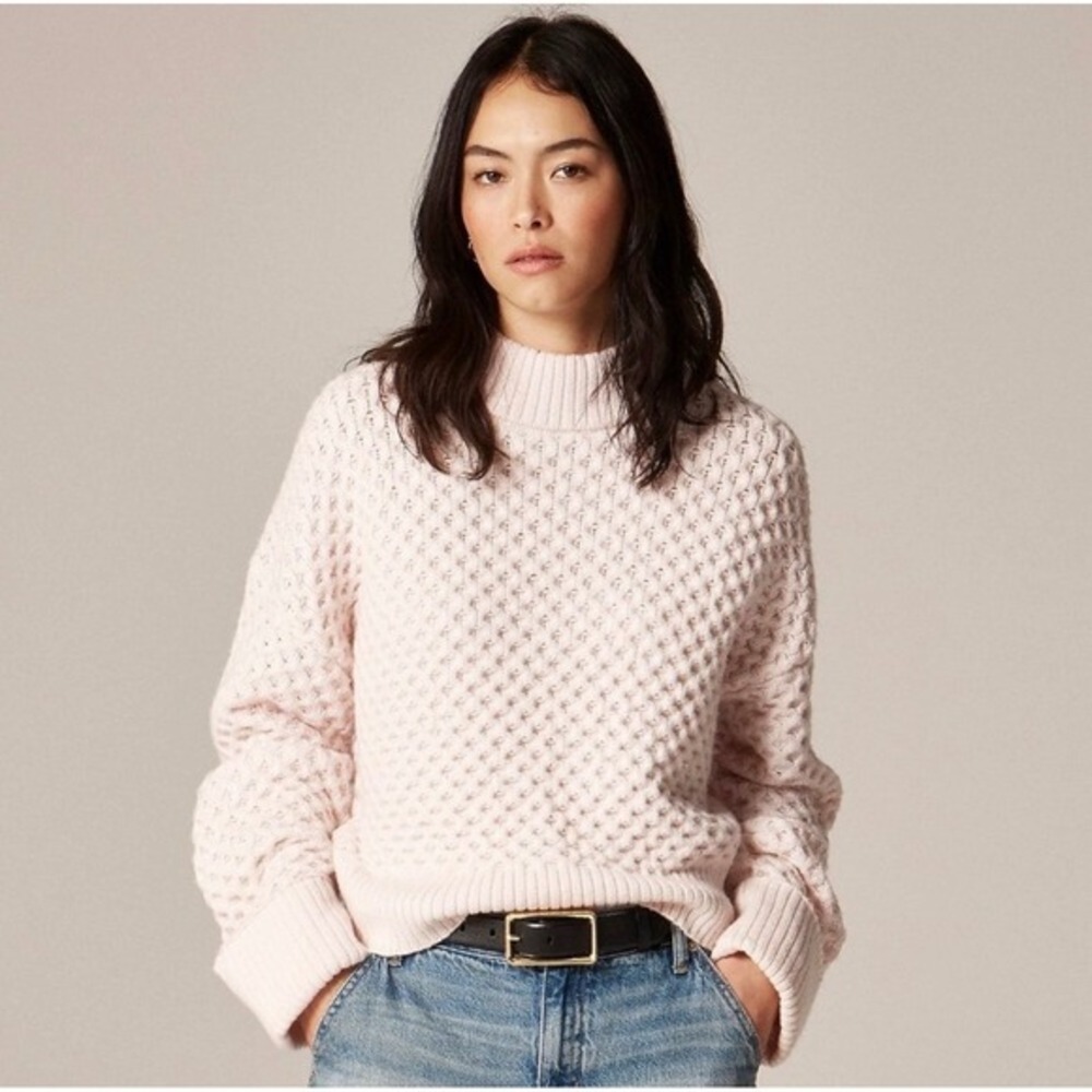 J. Crew Honeycomb Mockneck Sweater in Wool Blend Size XS